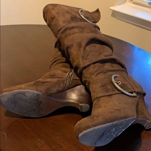 Naughty Monkey wedge brown slouch boots